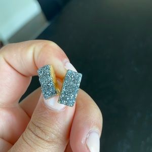 Silver and gold sparkly stud earrings